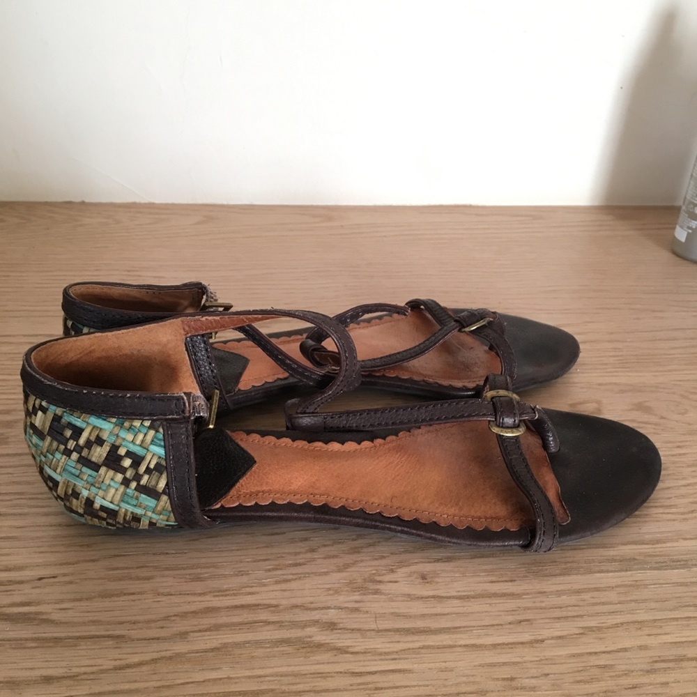 Lucky brand weaved heel leather sandals